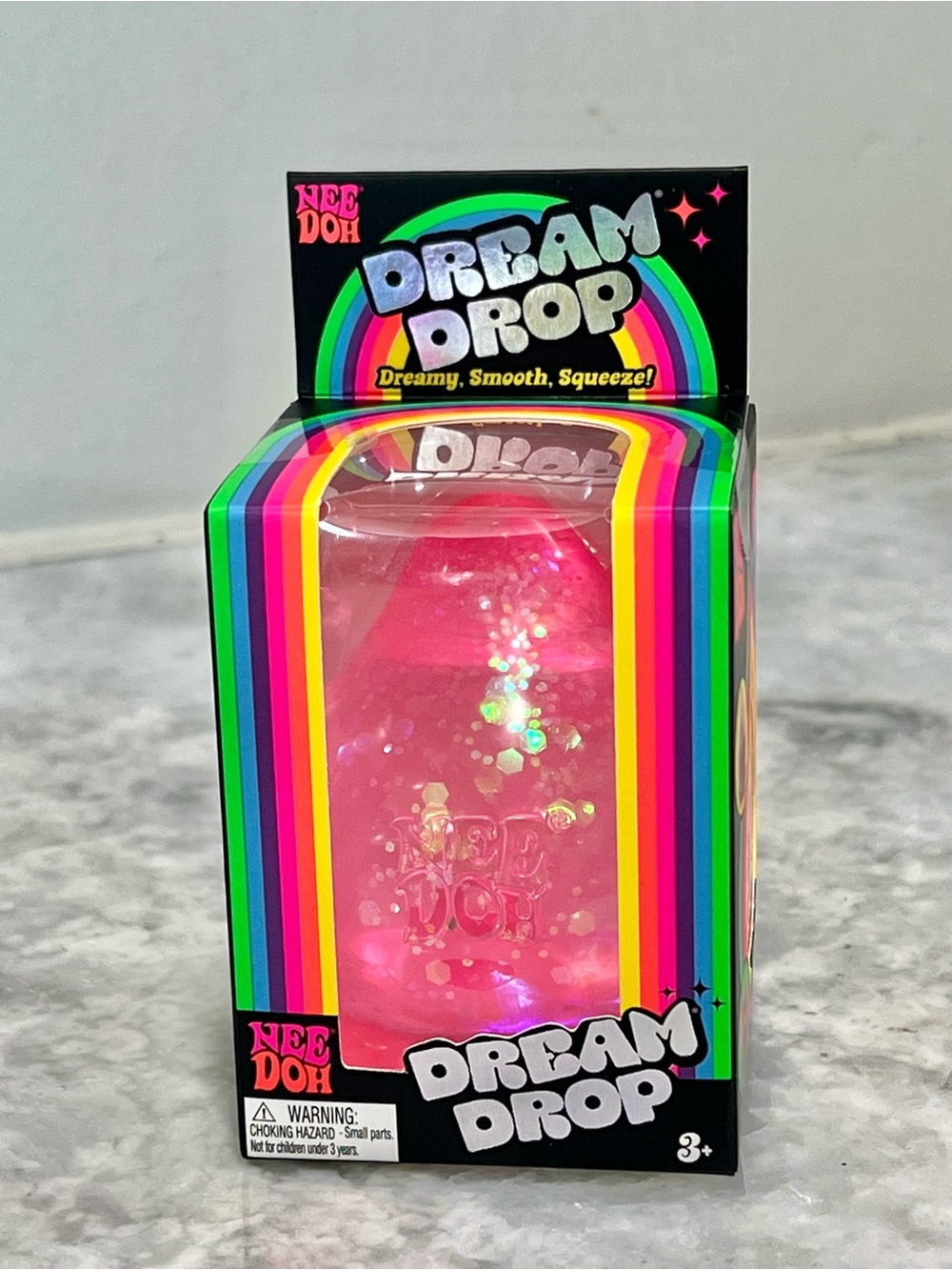 NeeDoh Dream Drop Squish Toy - Pink Glitter